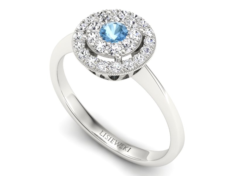 Pierścionek zaręczynowy z topazem i brylantami - P16063ba — zdjęcie 3