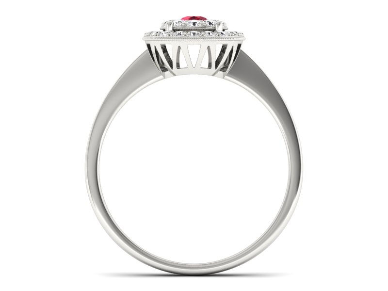 Pierścionek zaręczynowy z rubinem i brylantami - P16063br1 — zdjęcie 2