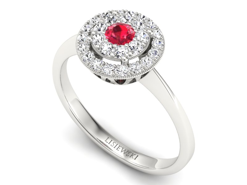 Pierścionek zaręczynowy z rubinem i brylantami - P16063br1 — zdjęcie 3