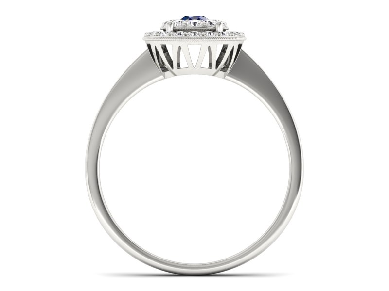 Pierścionek zaręczynowy z szafirem i brylantami - P16063bsz — zdjęcie 2