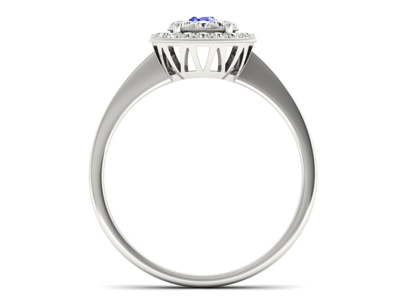 Pierścionek zaręczynowy z szafirem i brylantami - P16063bszc — zdjęcie 2