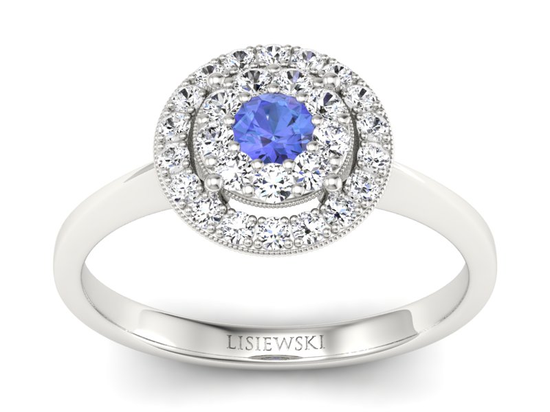 Pierścionek z tanzanitem białe złoto i brylantami - P16063bt