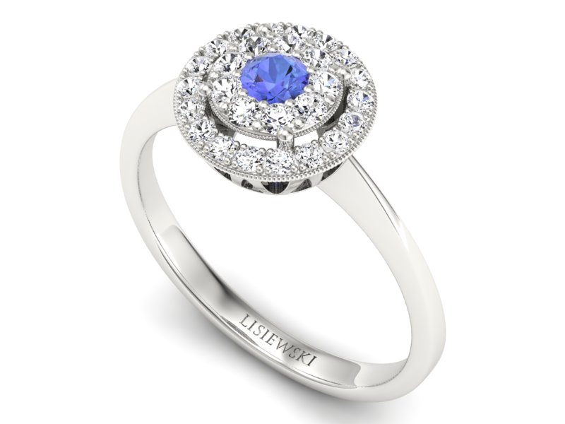 Pierścionek z tanzanitem białe złoto i brylantami - P16063bt — zdjęcie 3