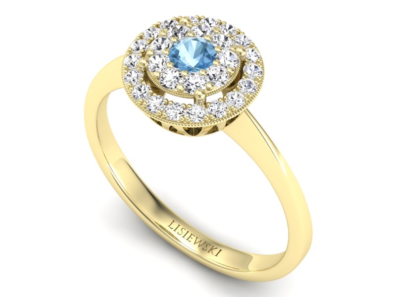 Pierścionek zaręczynowy z topazem i brylantami - P16063za — zdjęcie 3