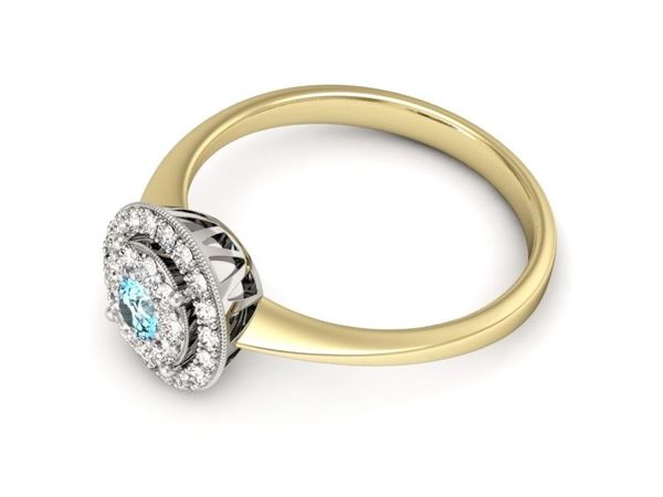 Złoty pierścionek z topazem i brylantami - P16063zba