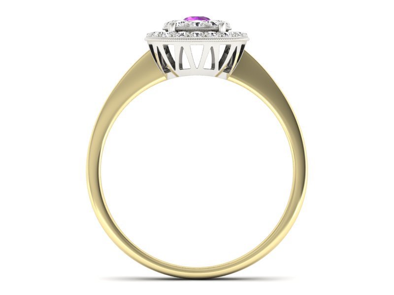 Pierścionek z ametystem i brylantami - P16063zbam — zdjęcie 2