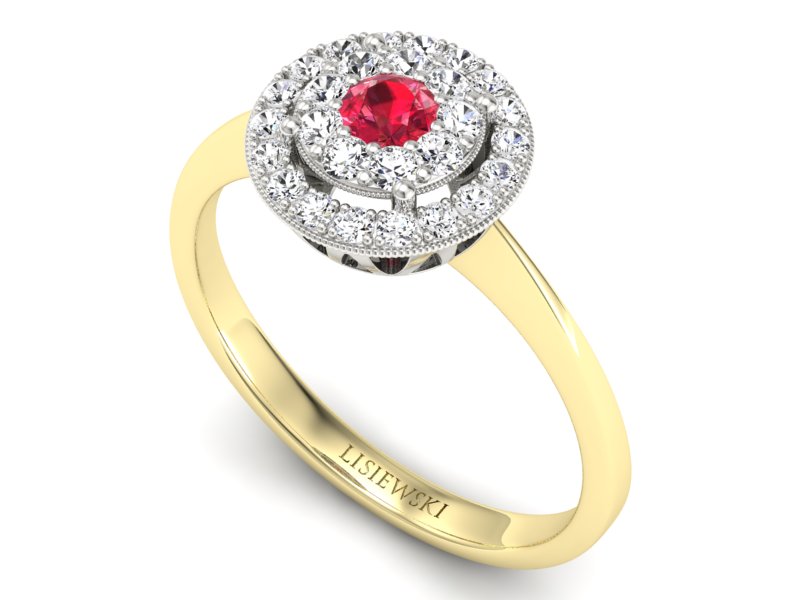 Pierścionek z rubinem i diamentami - P16063zbr1 — zdjęcie 3