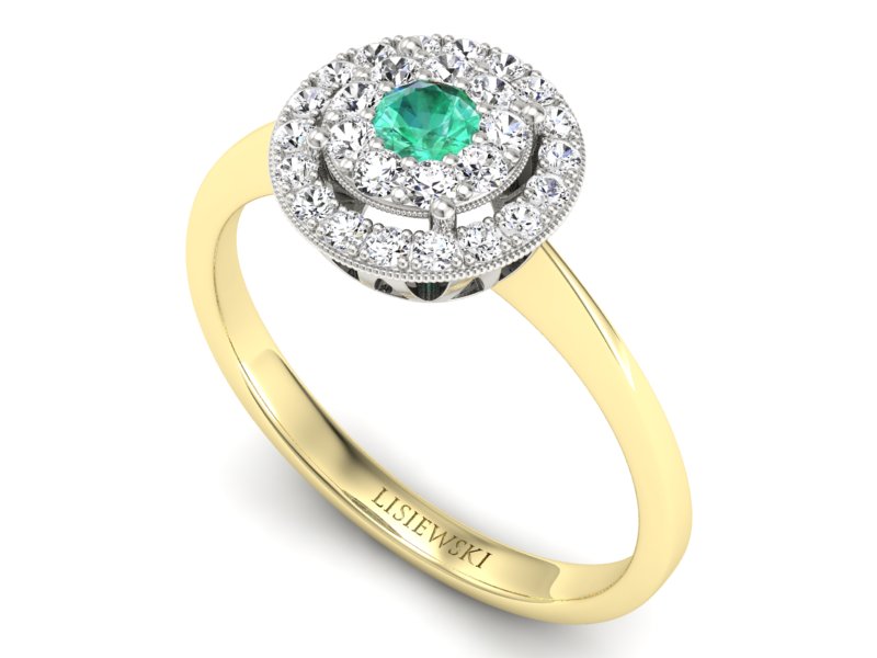 Pierścionek ze szmaragdem i brylantami - P16063zbsm — zdjęcie 3