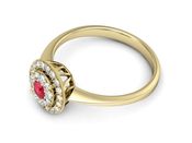 Złoty pierścionek z rubinem i brylantami - P16063zr1 - 2