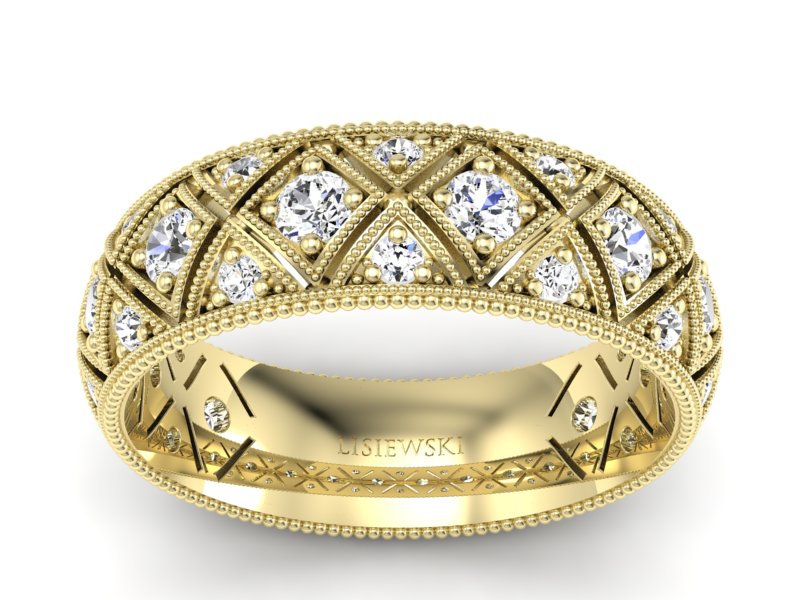 Obrączka z brylantami żółte złoto - p16064z