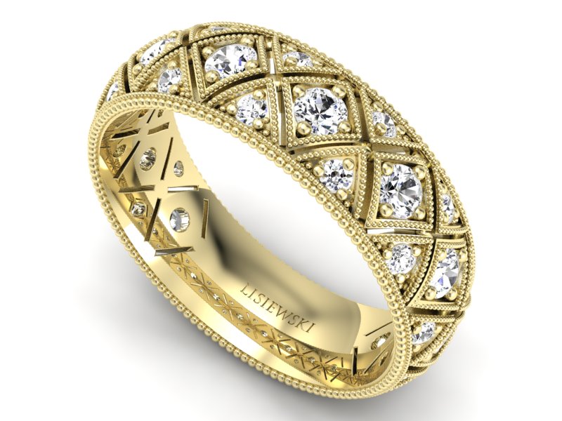 Obrączka z brylantami żółte złoto - p16064z — zdjęcie 3