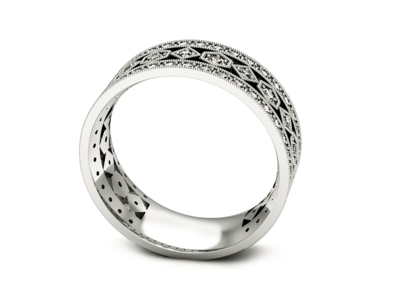 Pierścionek obrączka z brylantami białe złoto - p16065b — zdjęcie 3
