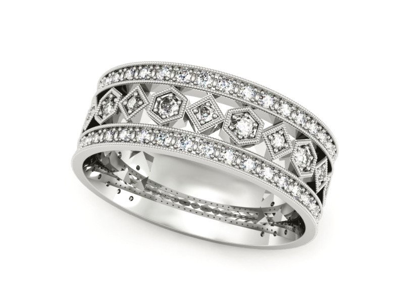 Pierścionek obrączka z brylantami białe złoto - p16065b