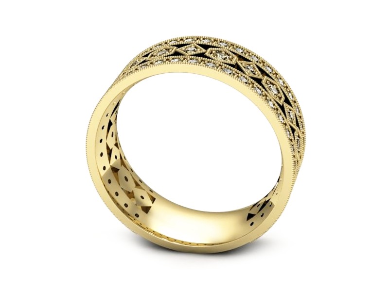 Obrączka z brylantami żółte złoto - p16065z — zdjęcie 3