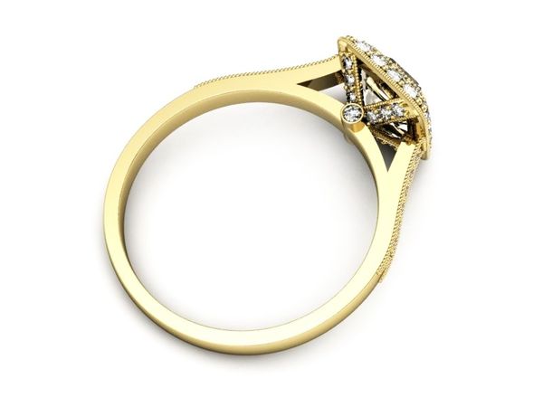 Złoty Pierścionek z diamentami żółte złoto 585 - p16066z