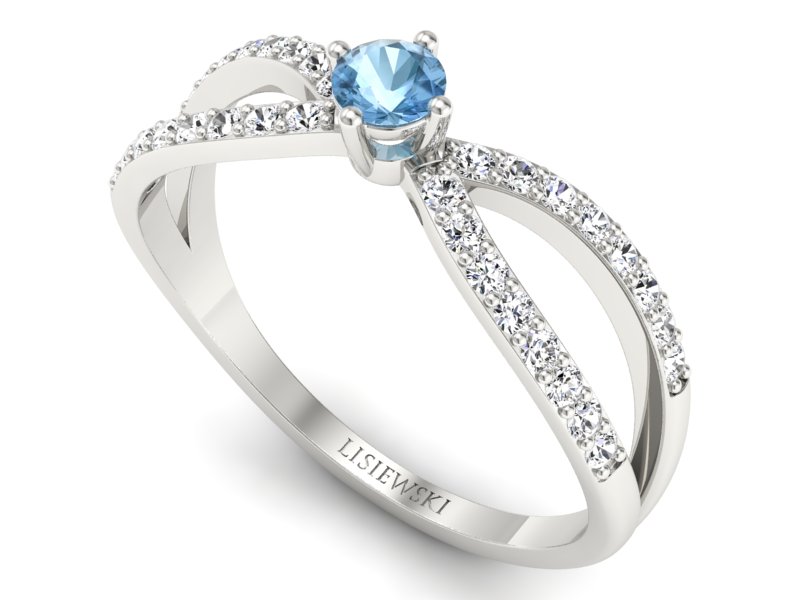 Pierścionek z topazem i brylantami białe złoto - p16067ba — zdjęcie 3