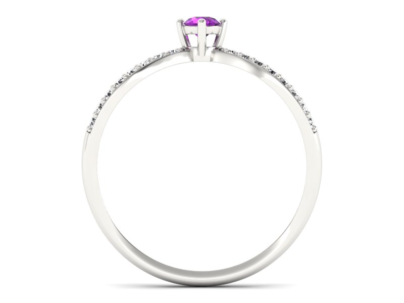 Pierścionek z ametystem i brylantami białe złoto - p16067bat — zdjęcie 2