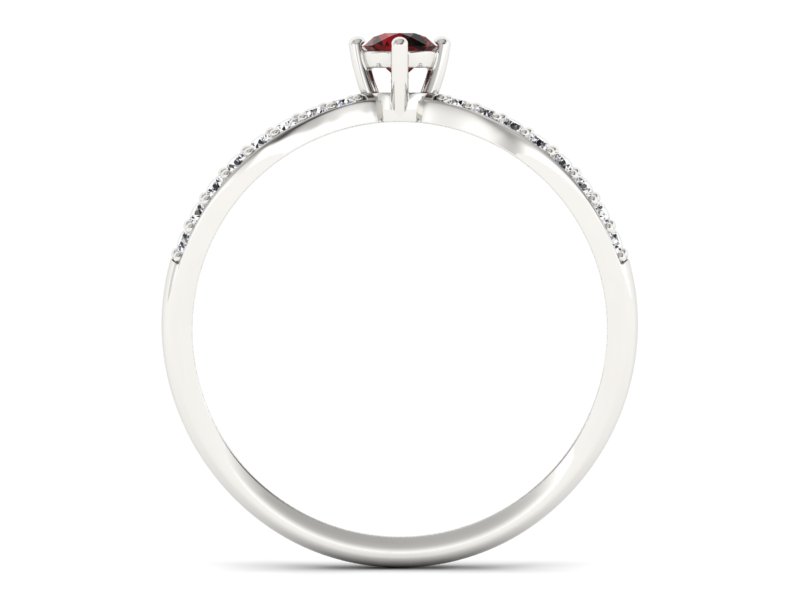 Złoty pierścionek z granatem i brylantami - p16067bgr — zdjęcie 2