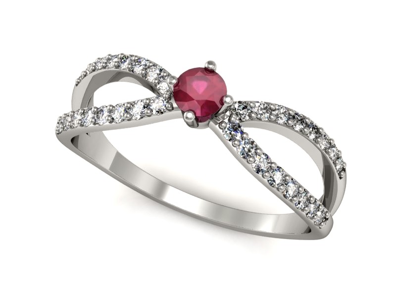 Pierścionek z rubinem i brylantami białe złoto - p16067br — zdjęcie 4
