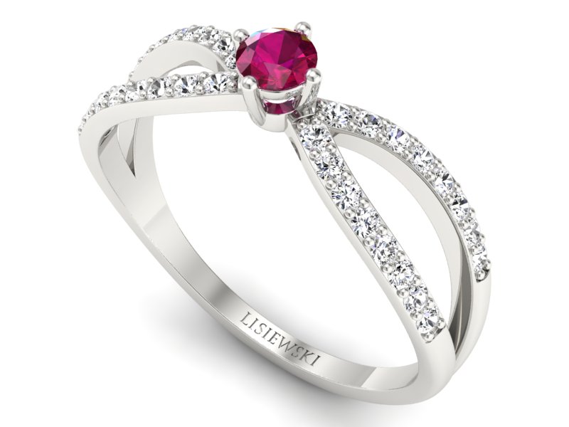 Pierścionek z rubinem i brylantami białe złoto - p16067br — zdjęcie 3