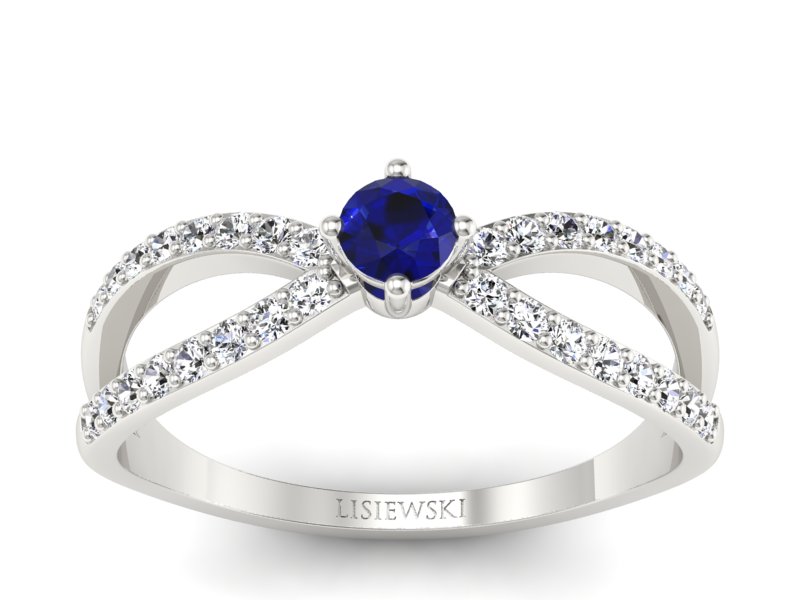 Złoty pierścionek ze spinelem i brylantami - p16067bsp