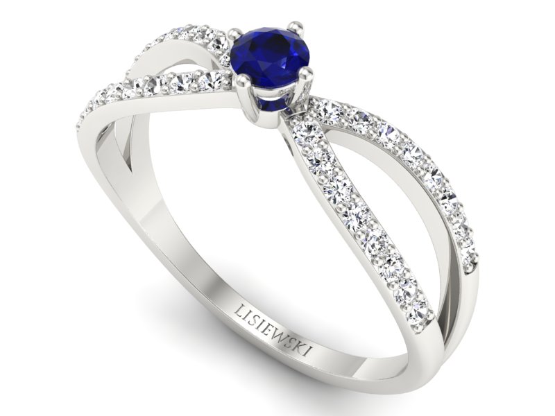 Złoty pierścionek ze spinelem i brylantami - p16067bsp — zdjęcie 3