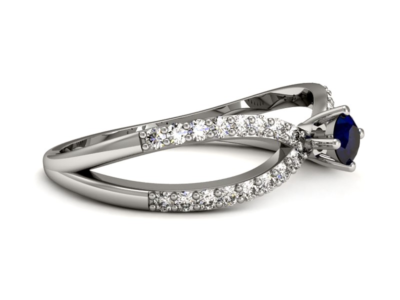 Pierścionek z szafirem i brylantami białe złoto - p16067bsz — zdjęcie 5