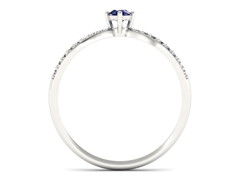 Pierścionek z szafirem i brylantami białe złoto - p16067bsz — zdjęcie 2