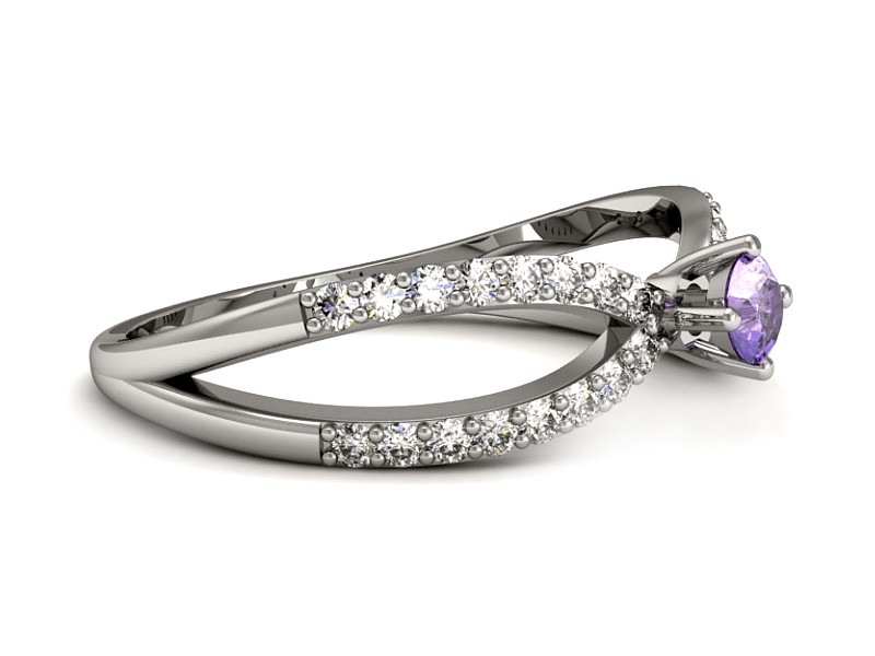 Pierścionek z tanzanitem białe złoto z brylantami - p16067bt — zdjęcie 5