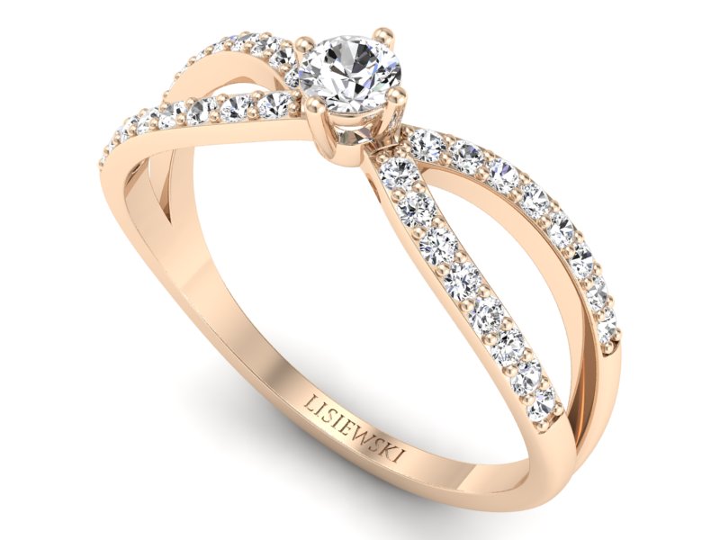 Złoty pierścionek z brylantami różowe złoto - p16067c — zdjęcie 3