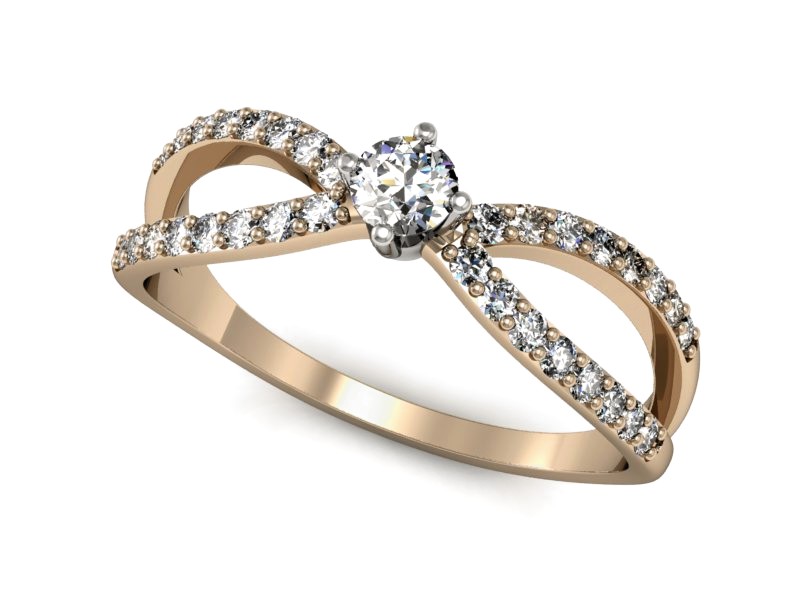 Pierścionek z brylantami białe różowe złoto - p16067cb — zdjęcie 4