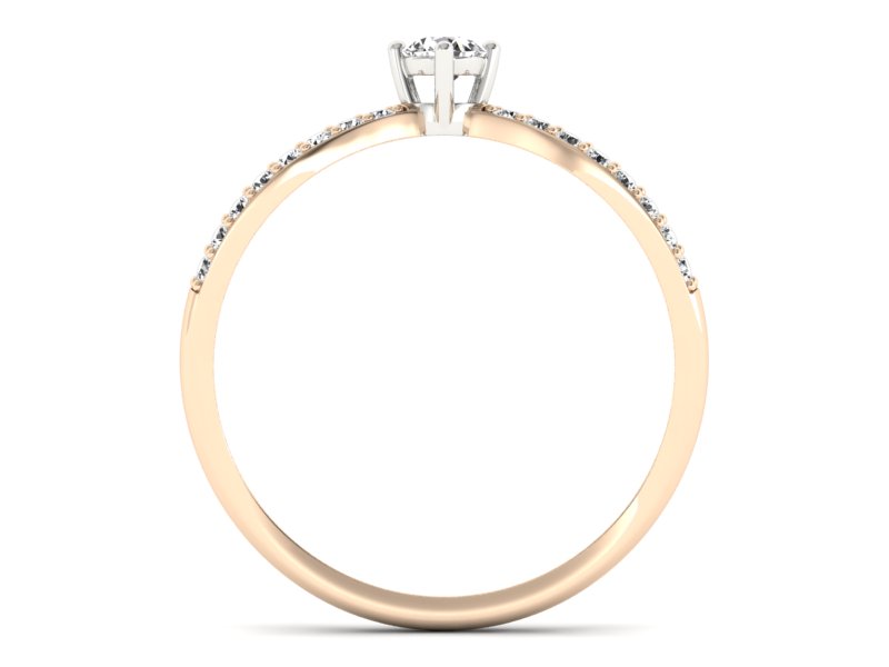 Pierścionek z brylantami białe różowe złoto - p16067cb — zdjęcie 2