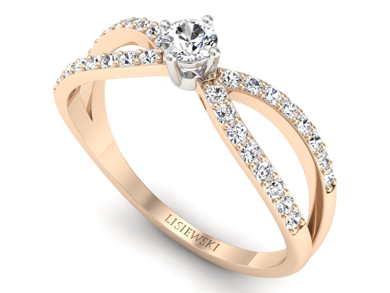 Pierścionek z brylantami białe różowe złoto - p16067cb — zdjęcie 3