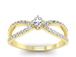Złoty pierścionek z diamentami żółte złoto - p16067z