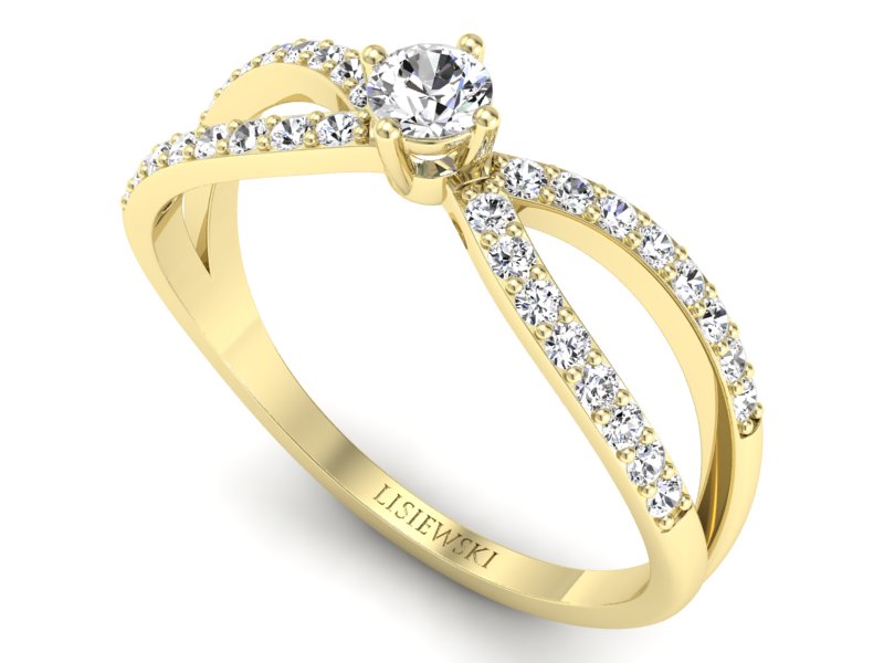 Złoty pierścionek z diamentami żółte złoto - p16067z — zdjęcie 3