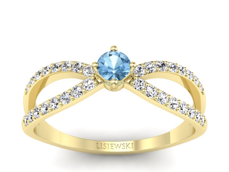 Pierścionek z topazem i brylantami żółte złoto - p16067za