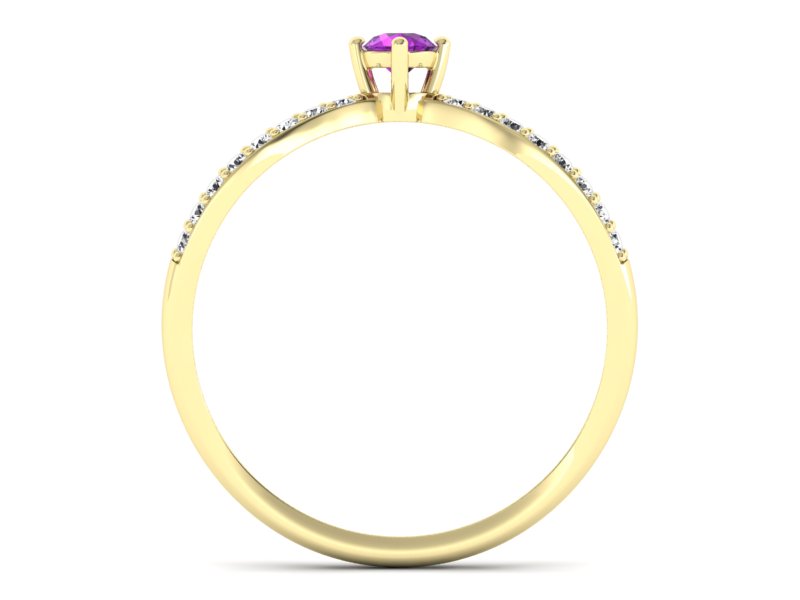 Pierścionek ametyst i brylanty żółte złoto - p16067zat — zdjęcie 2