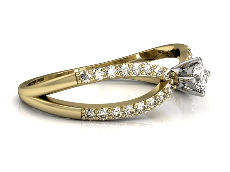 Pierścionek z diamentami żółte i białe złoto - p16067zb — zdjęcie 5