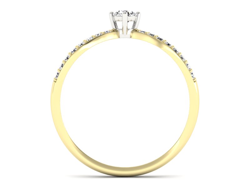 Pierścionek z diamentami żółte i białe złoto - p16067zb — zdjęcie 2