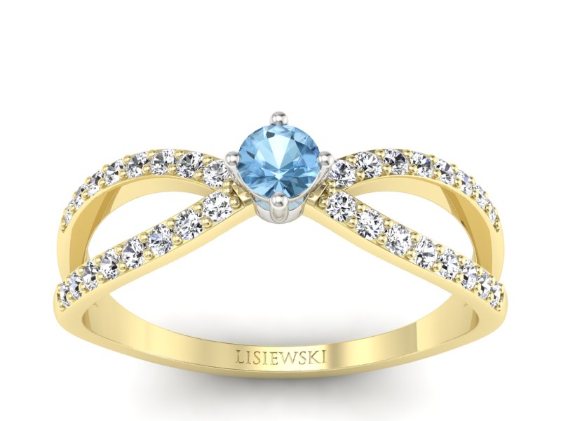 Pierścionek z topazem z brylantami - p16067zba