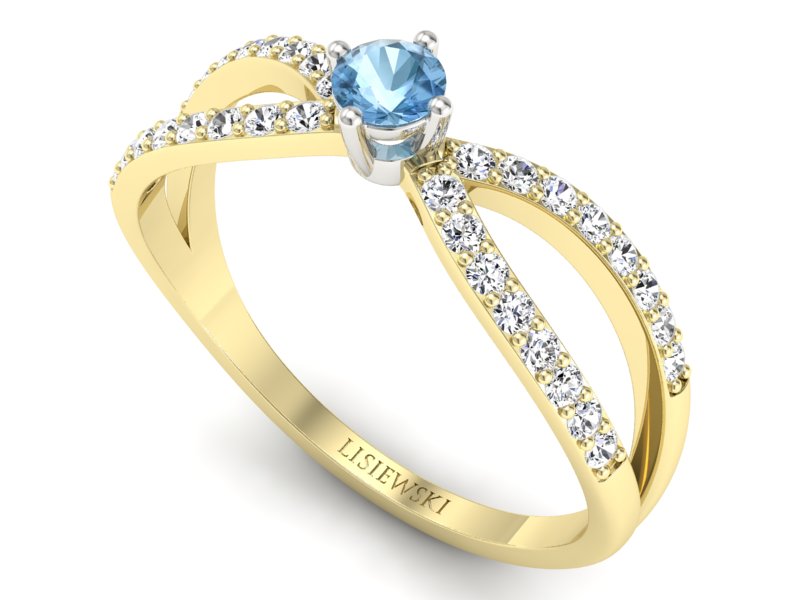 Pierścionek z topazem z brylantami - p16067zba — zdjęcie 3