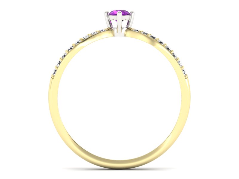 Pierścionek z ametystem i brylantami - p16067zbat — zdjęcie 2