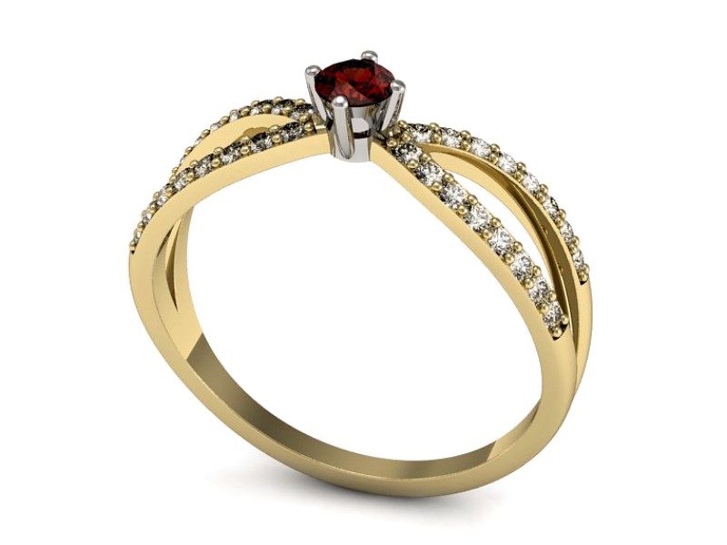 Pierścionek z granatem i diamentami - p16067zbgr — zdjęcie 5