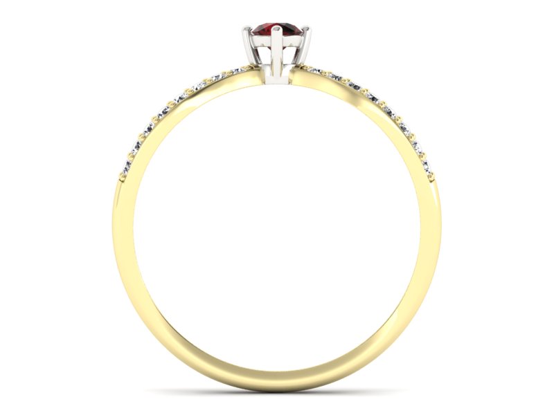 Pierścionek z granatem i diamentami - p16067zbgr — zdjęcie 2