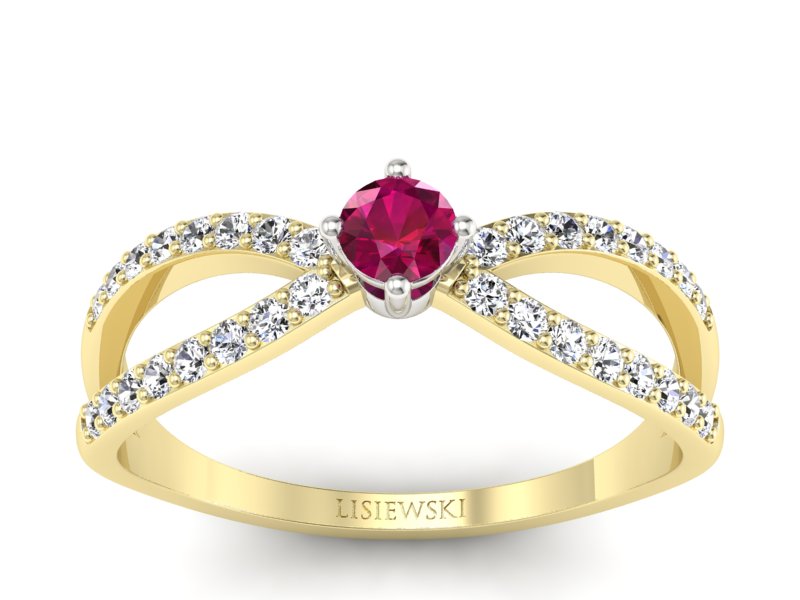 Pierścionek z rubinem i diamentami - p16067zbr