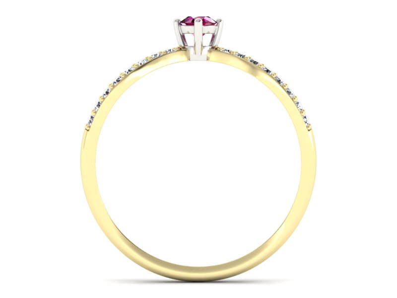 Pierścionek z rubinem i diamentami - p16067zbr — zdjęcie 2