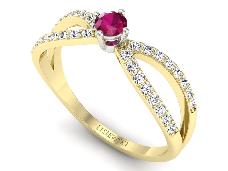 Pierścionek z rubinem i diamentami - p16067zbr — zdjęcie 3