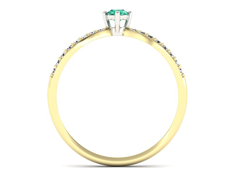 Złoty pierścionek ze szmaragdem i diamentami - p16067zbsm — zdjęcie 2
