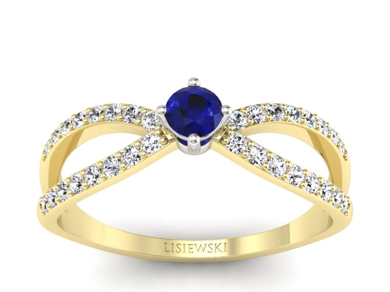 Złoty pierścionek spinel i brylanty - p16067zbsp
