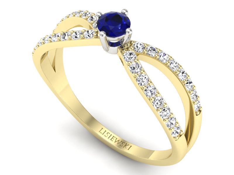 Złoty pierścionek spinel i brylanty - p16067zbsp — zdjęcie 3